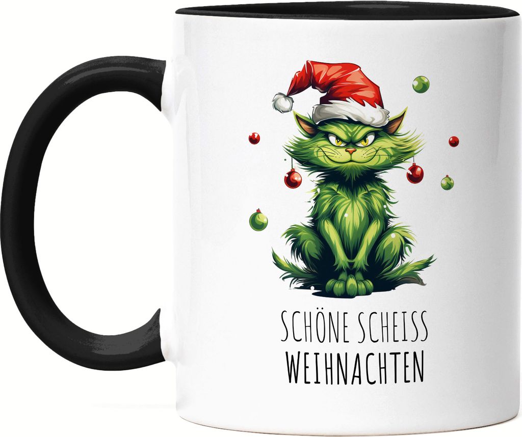 Schöne Scheiss Weihnacht Tasse Schwarz Cat Mom Cat Dad Dezember Adventszeit