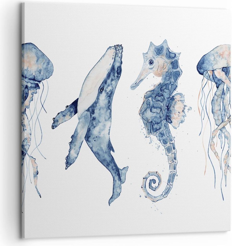 Bild auf Leinwand - Leinwandbild - Einteilig - Tiere Marine Kinder - 50x50cm - Wand Bild - Wanddeko - Wandbilder - Leinwanddruck - Bilder - Wanddek...