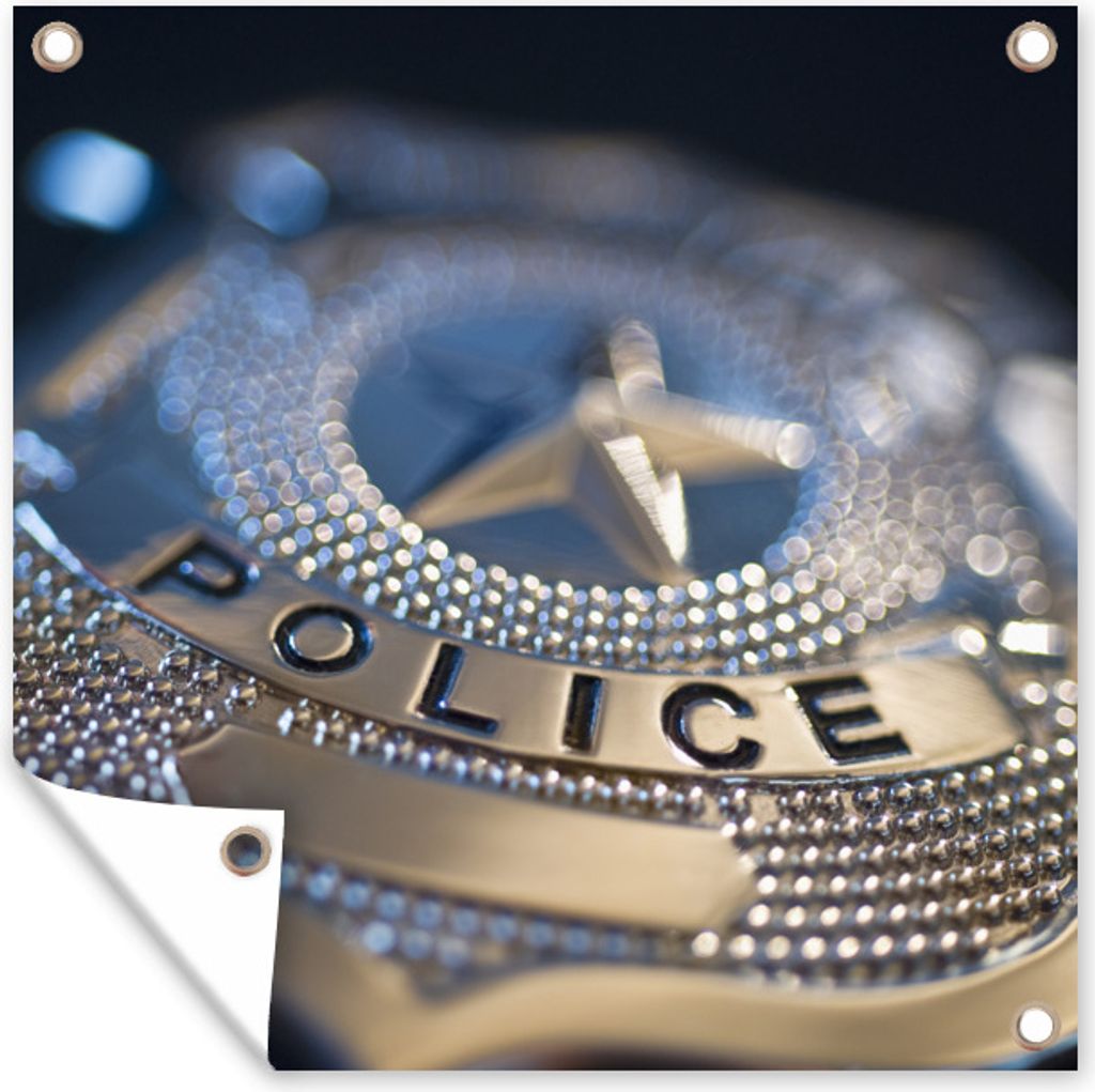 MuchoWow 100x100 cm Outdoor-Poster Gartendeko Sichtschutz Garten Poster für den Garten Polizeiabzeichen