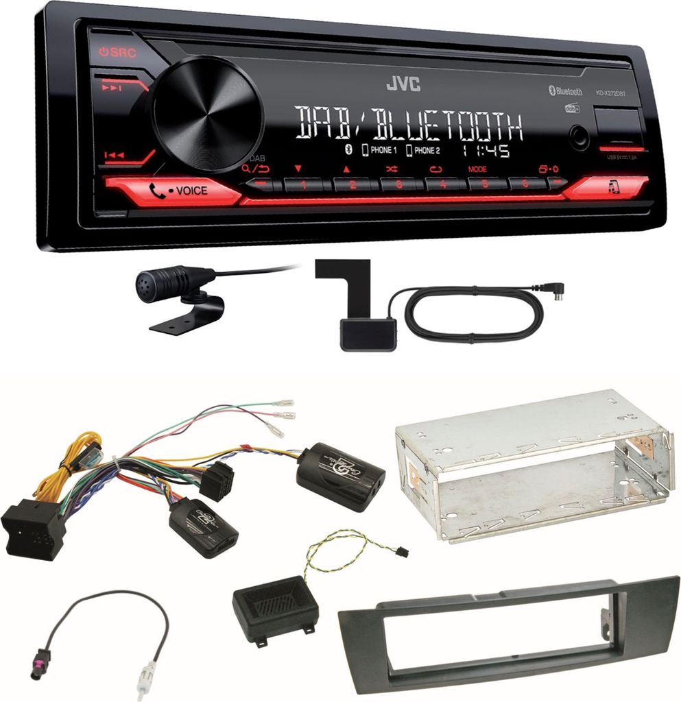 JVC KD-X272DBT Digitalradio Bluetooth FLAC Einbauset für BMW E87 E81 E82 X1 E84