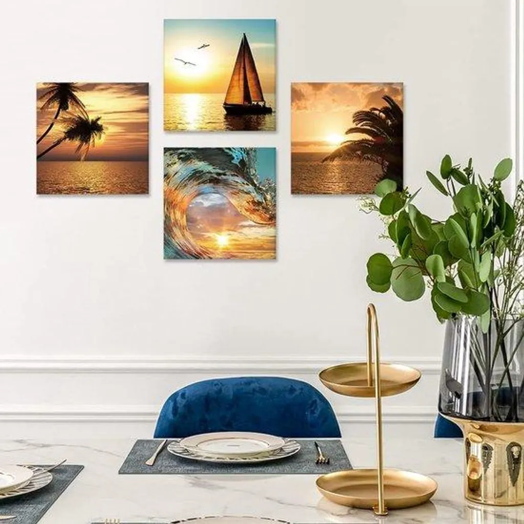 Tableau mural déco pour murs vides, toile marine 30x30 cm prête à poser