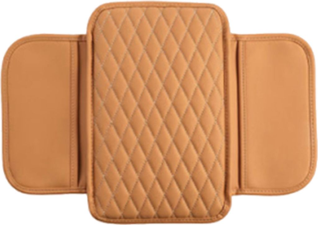 Auto-Armlehnenmatte, Leder-Armlehnenbezug-Kissen mit seitlichen Aufbewahrungstaschen, Auto-Mittelkonsolen-Abdeckung, Auto-Innenausstattungszubehör...