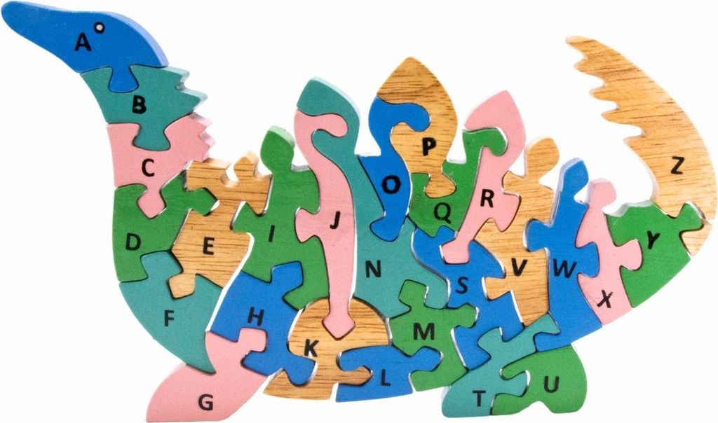 Alphabet Holzpuzzle Dino Stegosaurus mit Buchstaben A-Z- 3925