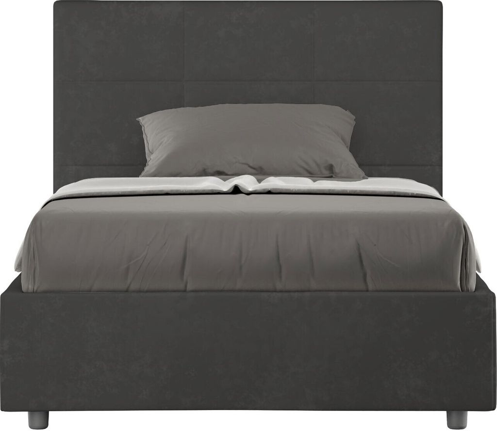 ITYHOME - Gepolstertes Bett ohne Lattenrost 120x200 mit Mikrofaserbezug Grau Mika