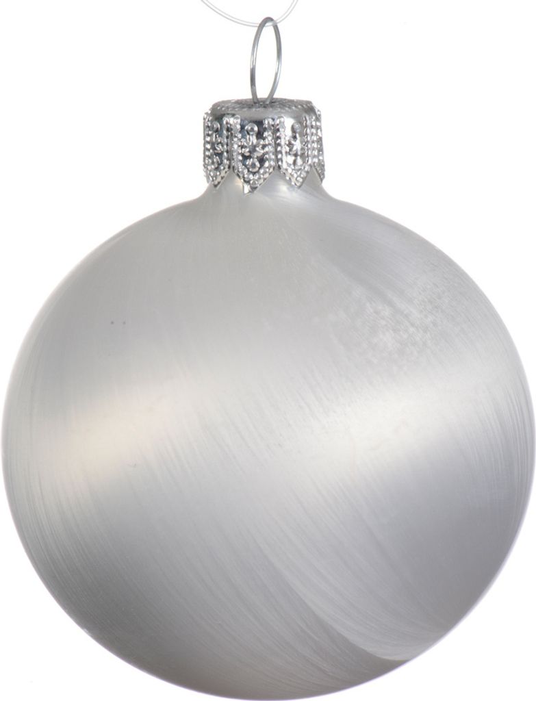 Weihnachtskugeln Glas 10cm mundgeblasen 4er Box - Weiß Produktbild 