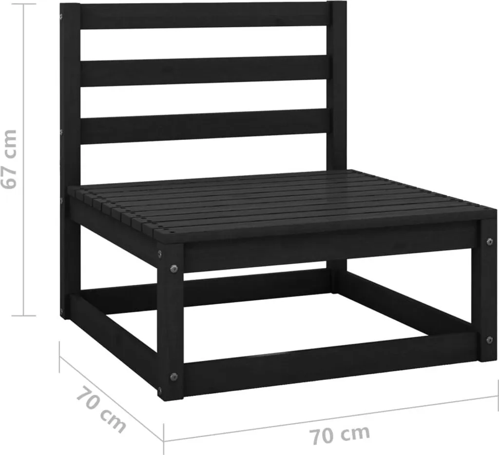 Set Divani Giardino 3 Pezzi vidaXL | Pino Nero Conveniente e Solido - 10