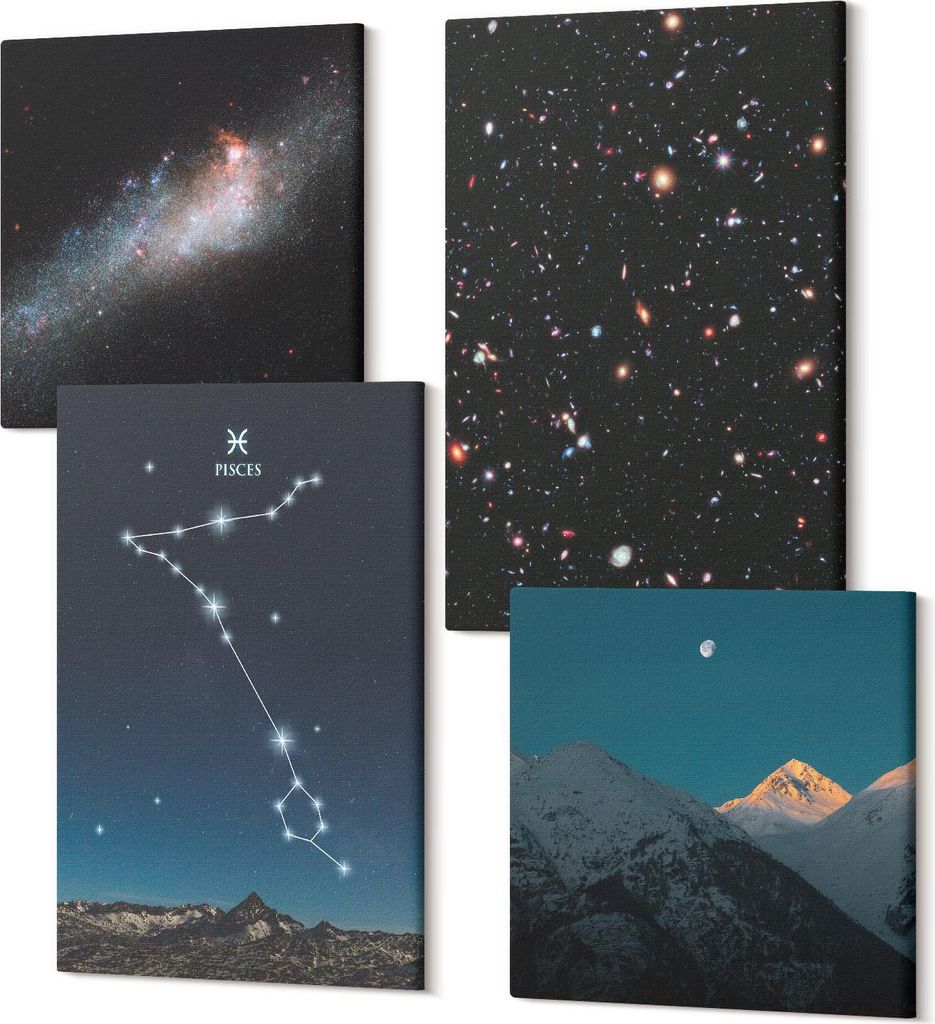 Wandbilder Leinwand 4-teilig – – Polycanvas Kunstdruck – Moderne Bilder für Wohnzimmer & Schlafzimmer – Aufhängefertig – 2x 40x40 cm + ...