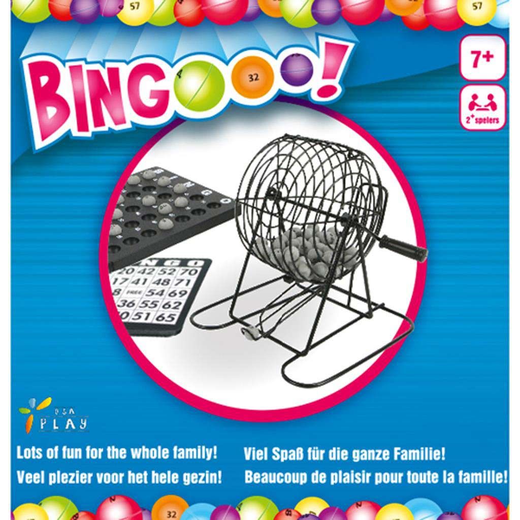 Bingo Gesellschaftsspiel Spiel Set mit Bingotrommel Spielkarten Holzkugeln 