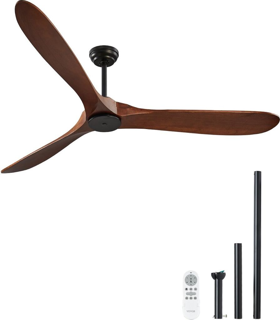 180cm Deckenventilator Holzflügel kein Licht Fernbedienung Produktbild 