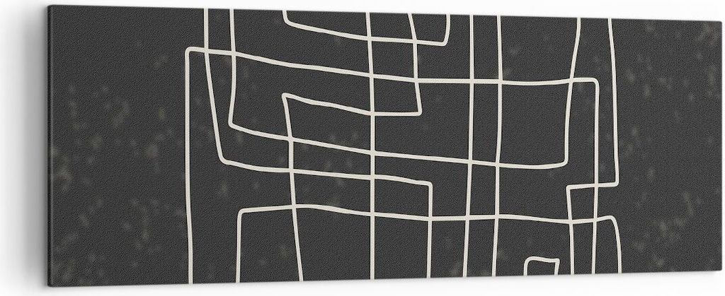 Bild auf Leinwand - Leinwandbild - Einteilig - Schwarzweiß Labyrinth Linie - 140x50cm - Wand Bild - Wanddeko - Wandbilder - Leinwanddruck - Bilder...