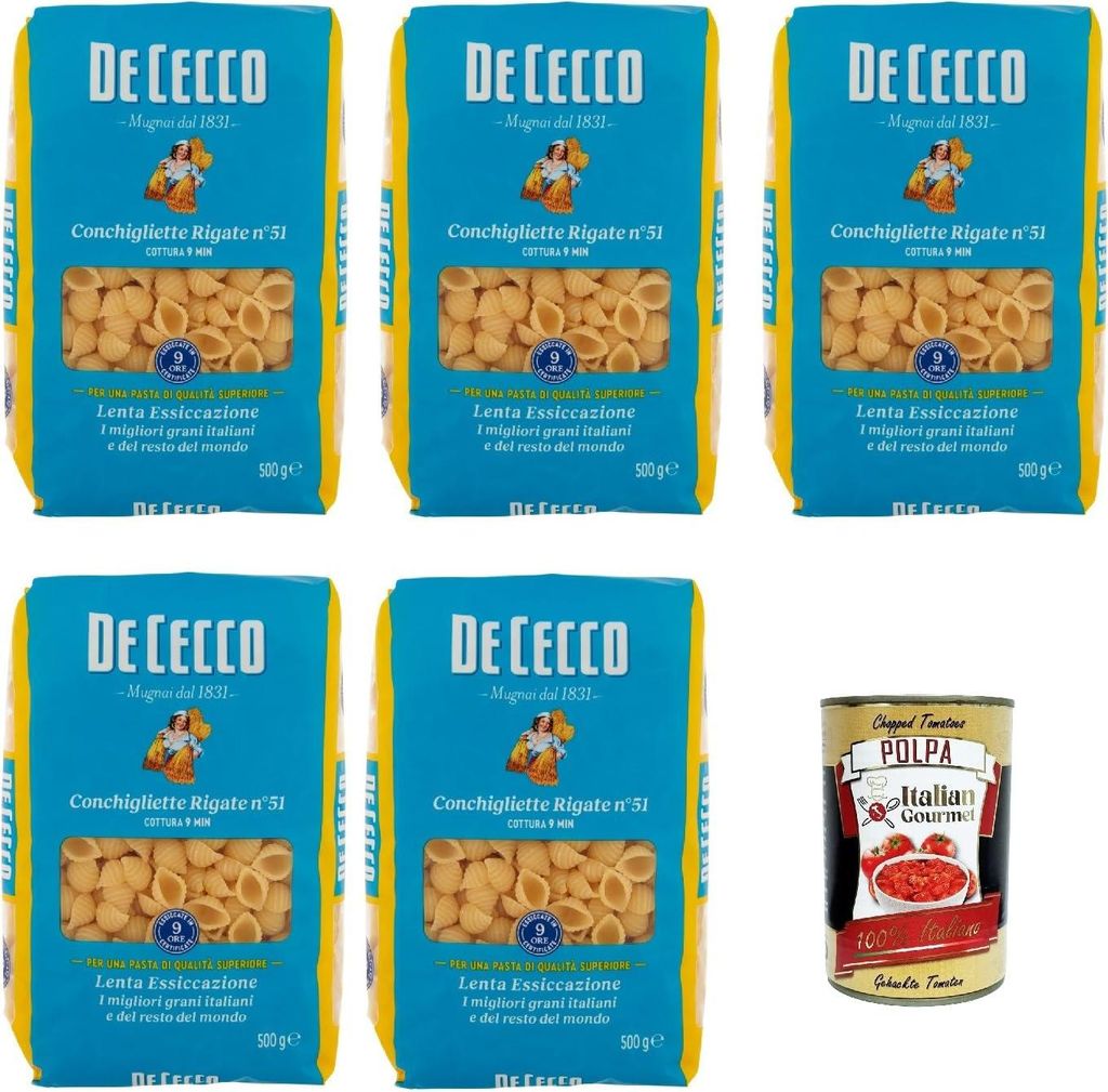 De Cecco Conchigliette Rigate N°51, 100% Italienisch Pasta Produktbild 