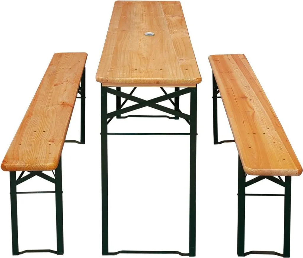 Table de Fête Pliante 170cm avec Bancs pour Barbecue et Réception