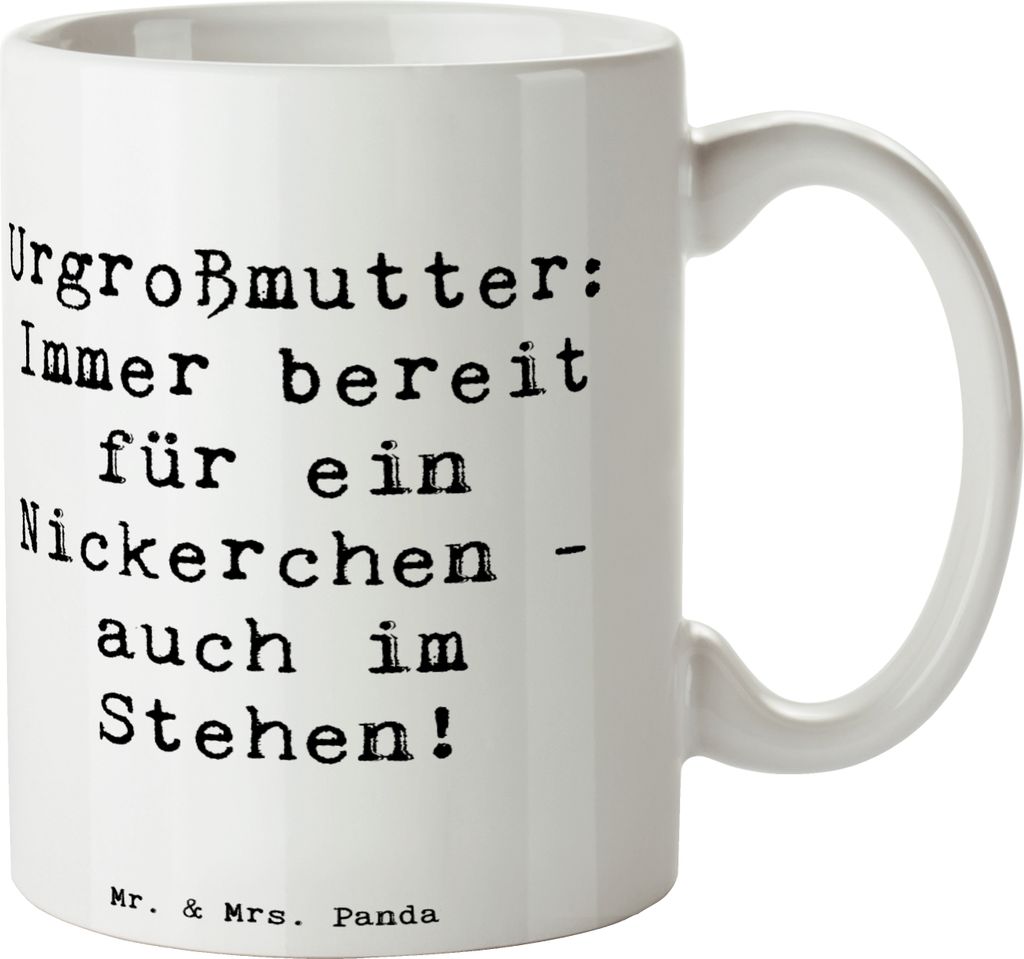 Mr. & Mrs. Panda Tasse Spruch Urgroßmutter Nickerchen - Weiß - Geschenk, Becher, Kaffeetasse, Geburtstage, Familientradition, Ahnen, Dankeschön,...