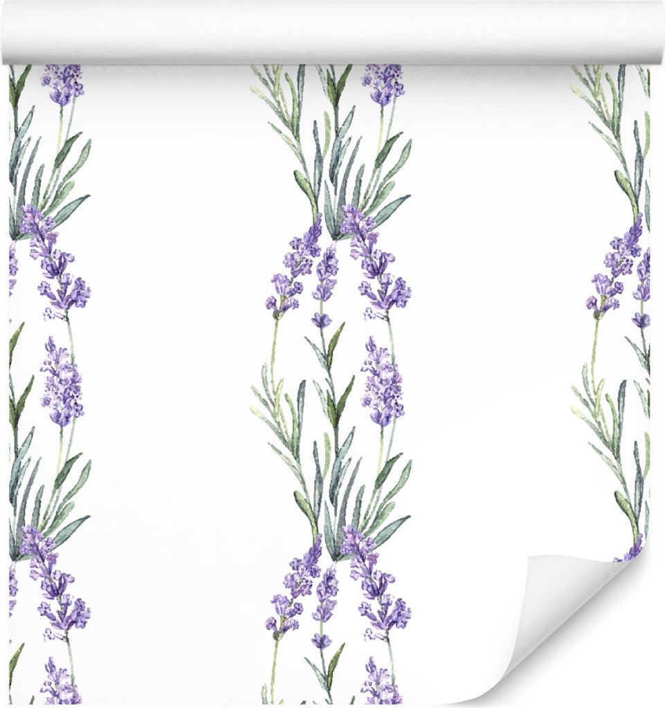 10m VLIES TAPETE Rolle Blumen Blätter Lavendel Natur Flora Aquarell XXL