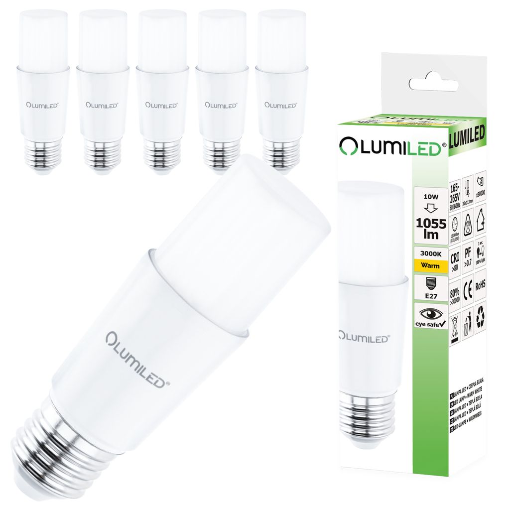 LUMILED 6x E27 LED Lampen Stabform 10W = 75W LED Stick Produktbild 