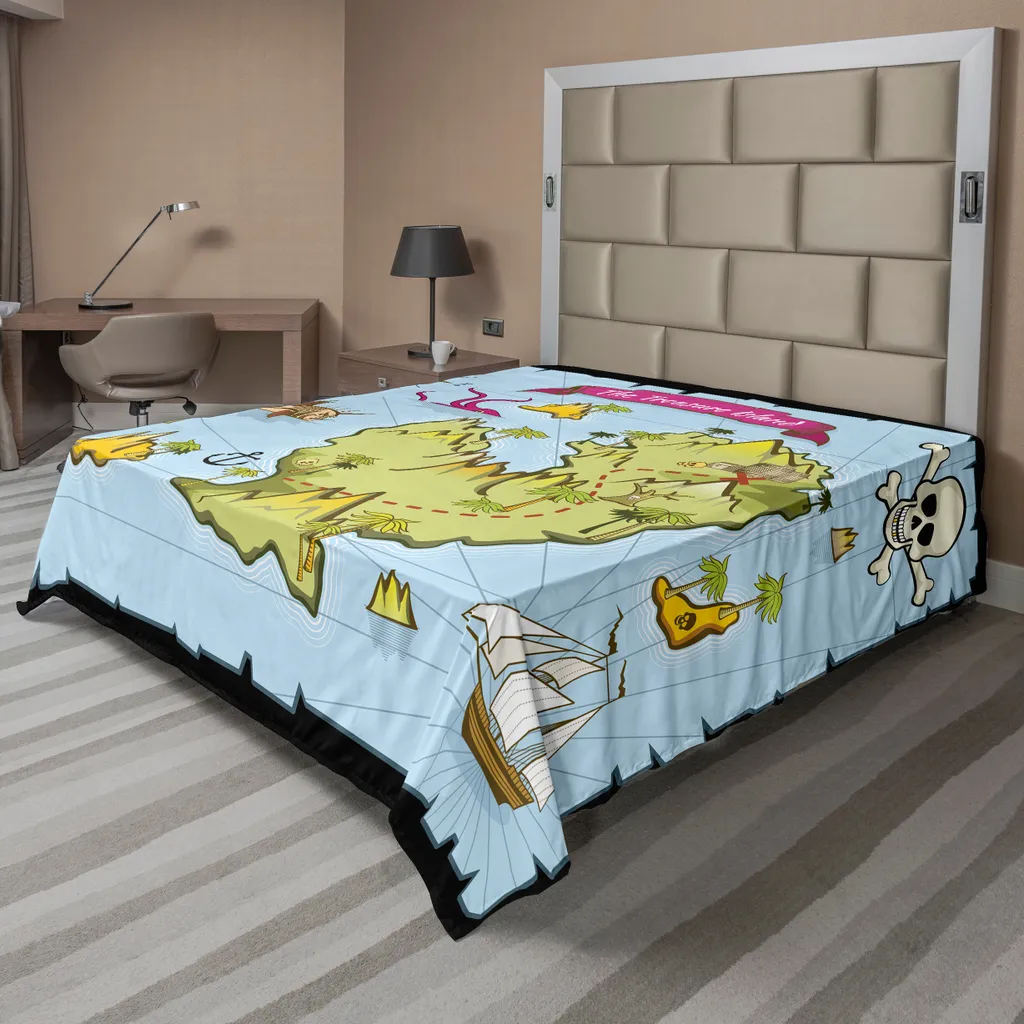 Drap de lit carte de l'île anti-plis et doux, fini le linge de lit terne