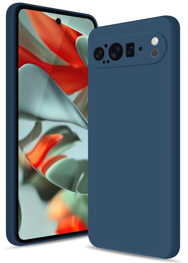 Google Pixel 9 Pro XL Hülle, Flüssig Silikon Handyhülle Stoßfest Kratzfest Schutzhülle für Google Pixel 9 Pro XL Blau