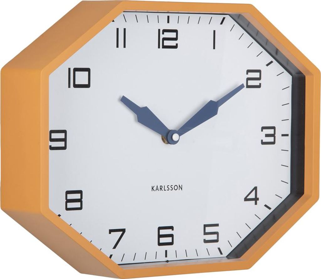 Karlsson - Wanduhr Modern Factory Octagon - Ockergelb & Marineblau