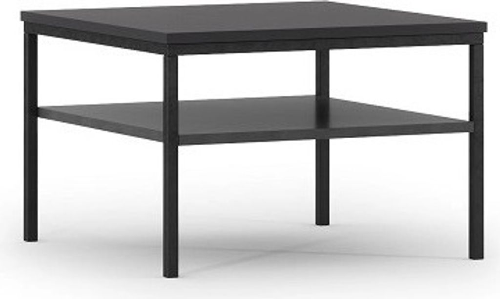 Couchtisch Kaffeetisch Wohnzimmertisch Sofatisch Goldene Griffe - 40 x 60 x 60 cm - Katia (Schwarz mat / Schwarz mat)