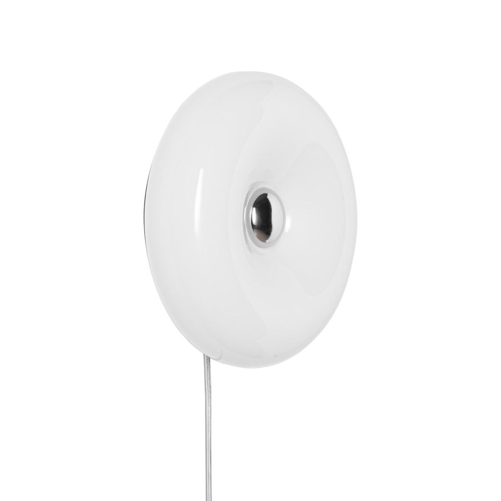 Weiße, ringförmige LED-Wandleuchte aus Glas, Ø 30 cm, 12 W, Farbtemperatur 3000 K/4000 K/6000 K, mit Kabel, Stecker und Schalter