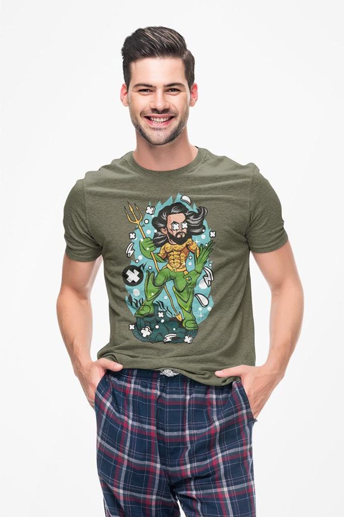 D&B Férfi Uni Polo PC00002 Aquaman MilitärGrün-Größe S
