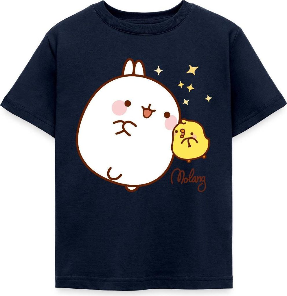 Spreadshirt Molang Piu Piu Sterne Kinder T-Shirt, 122/128 (7-8 Jahre), Navy
