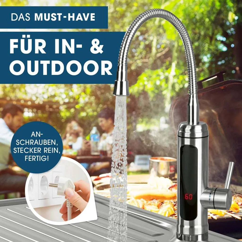 Fini l'Eau Froide avec ce Robinet Électrique Inox à Chauffage Rapide