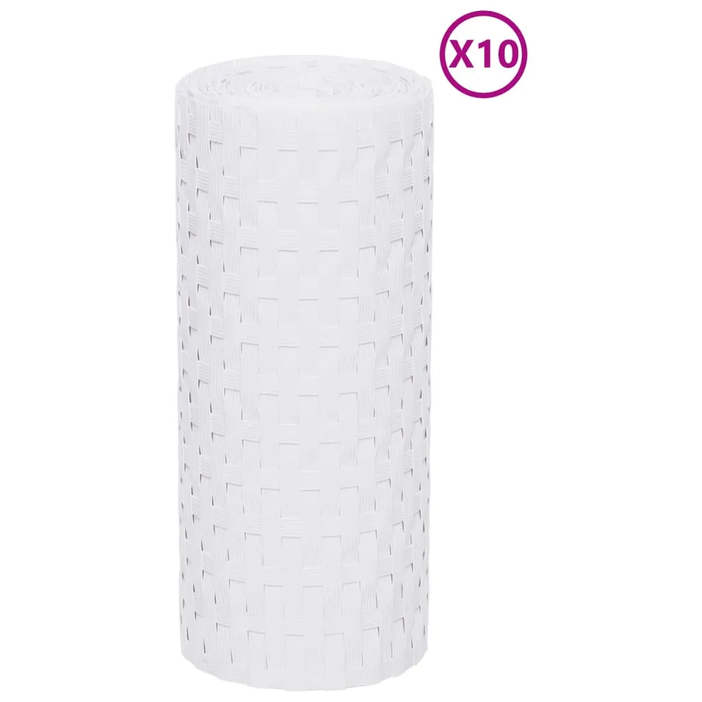Pare-vue blanc résistant aux UV en poly rotin 255x19 cm pour balcons