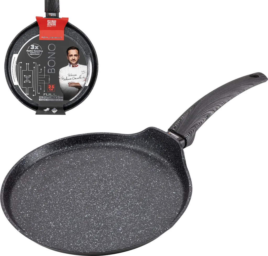 Padella per Crêpes 25 cm Induzione Antiaderente Alluminio Professionale