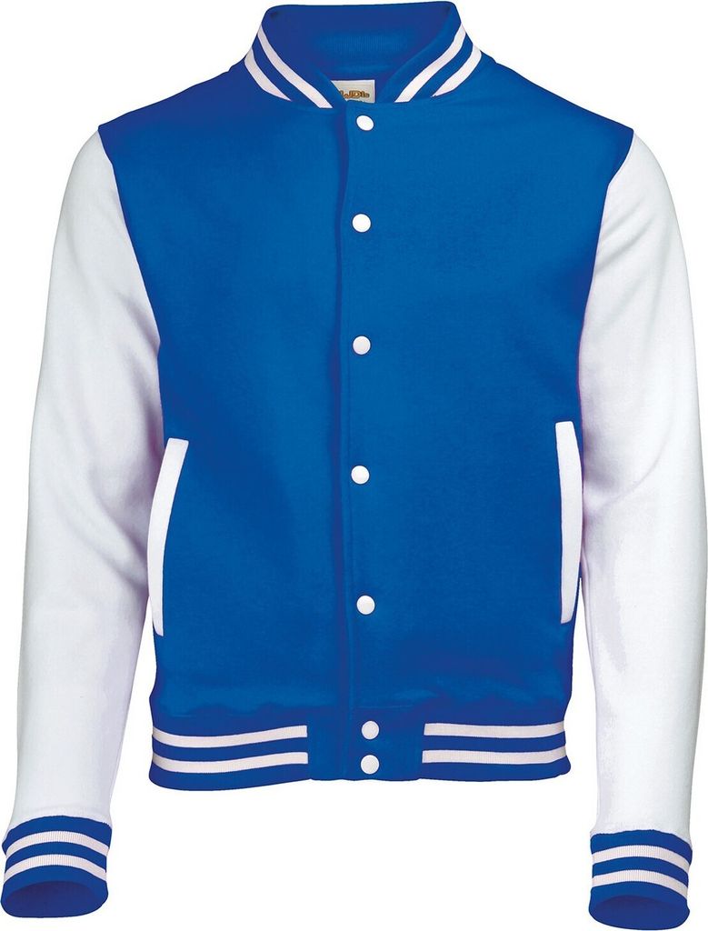 Awdis - Varsity-Jacke (US-College-Stil) für Herren/Damen Uni PC7377 (XS) (Königsblau/Weiß)