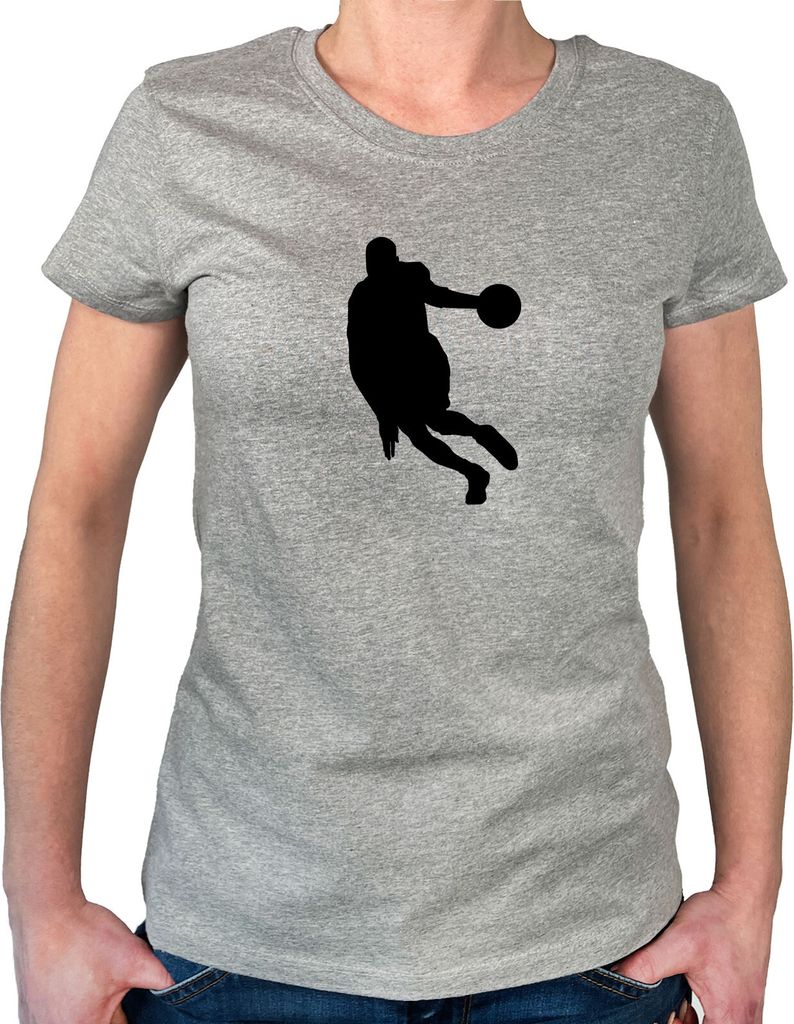 Huuraa Damen T-Shirt Basketball Silhouette S Sport Grey Bio Baumwolle Fairtrade Damenshirt Geschenkidee