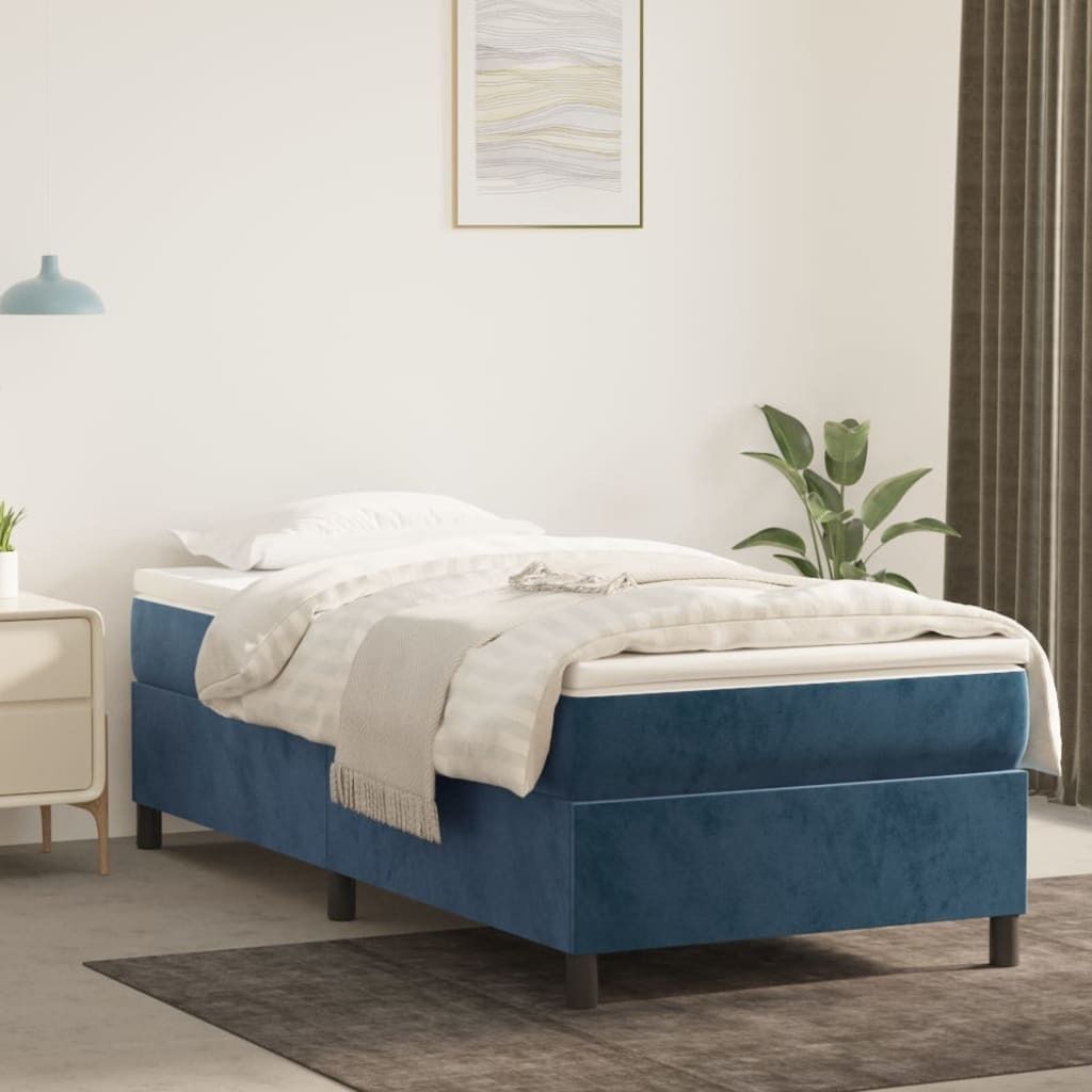 "Rabatt" Boxspring-Bettrahmen 2 Personen - Schlafzimmerbett - Dunkelblau 100x200 cm Samt - Klassische Betten CC4615
