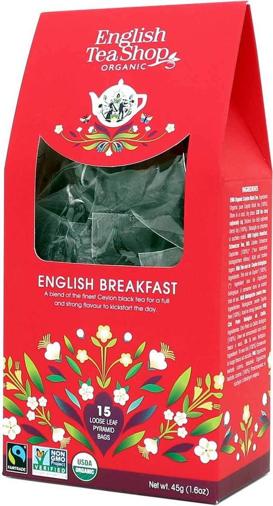ETS - English Breakfast, BIO, Fairtrade, 15 Pyramiden-Beutel in Papierbox