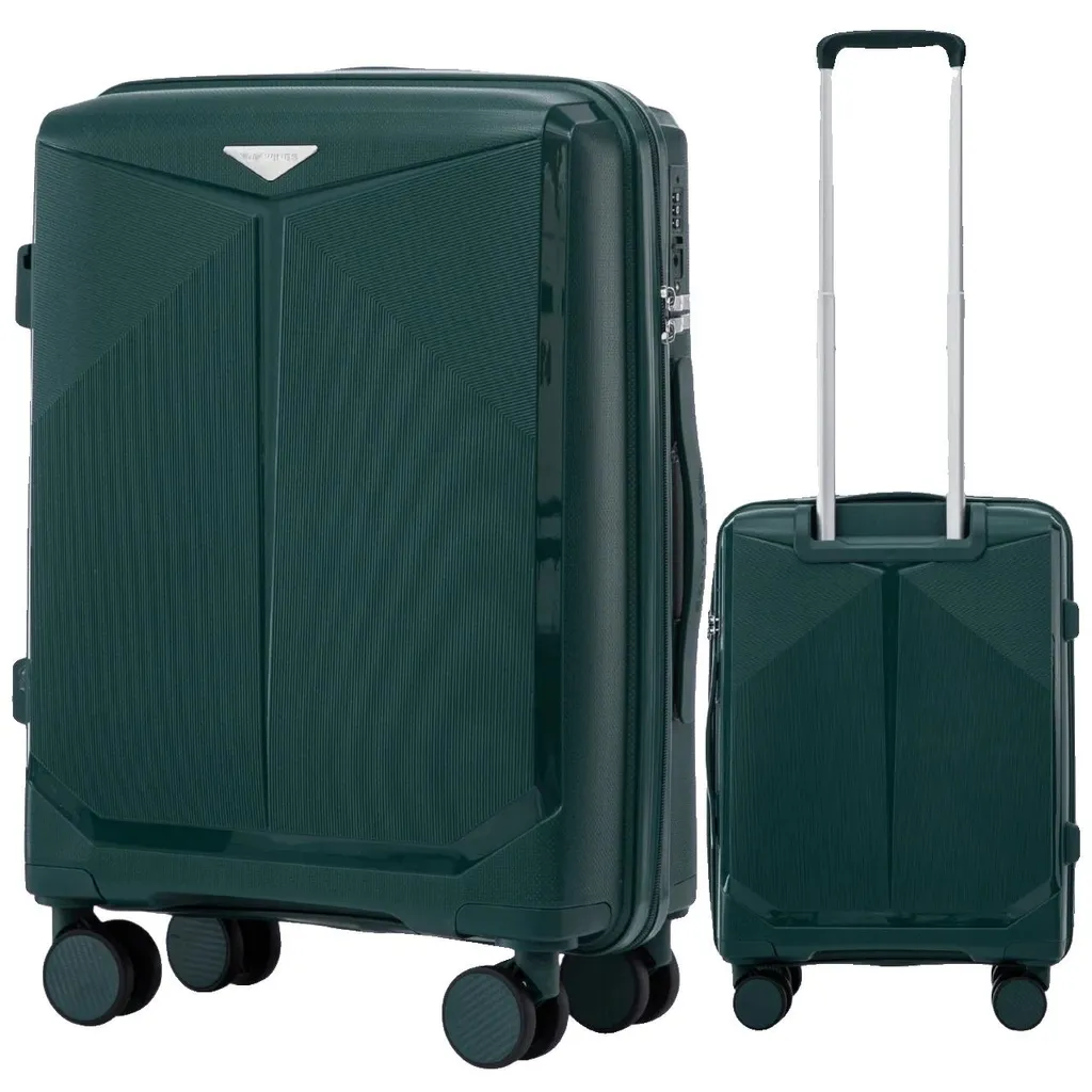 Valise Cabine Ultra Légère Verte - Serrure TSA et 4 Roues Silencieuses