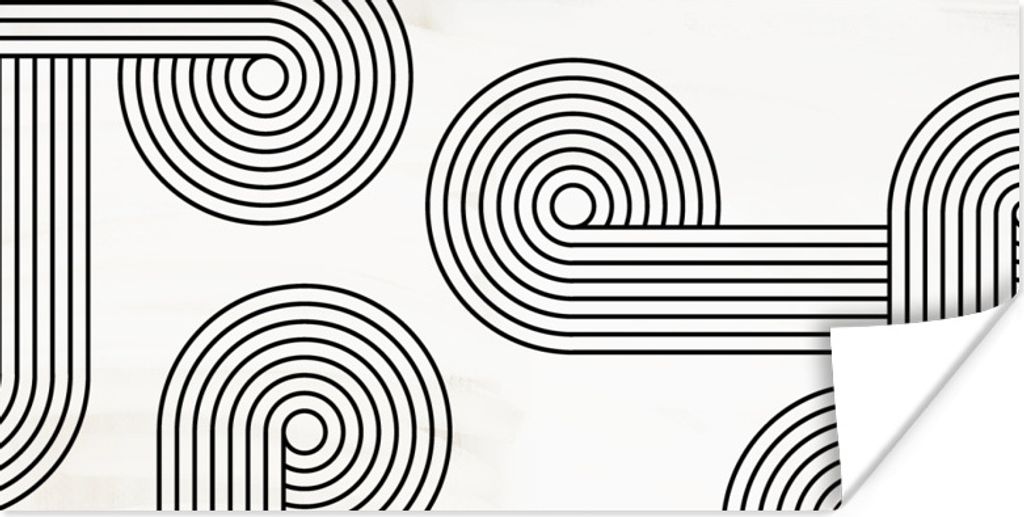 MuchoWow Poster Abstrakt - Figuren - Schwarz - Weiß 160x80 cm - Foto Poster