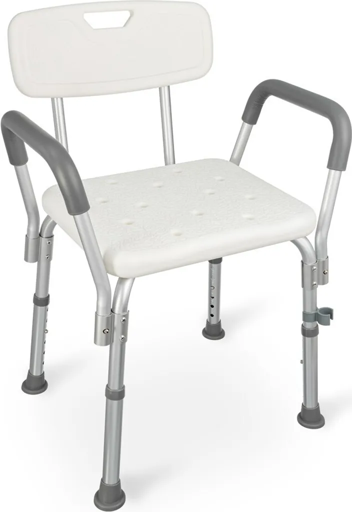 Siège de douche PMR avec dossier et accoudoirs - Chaise de bain stable