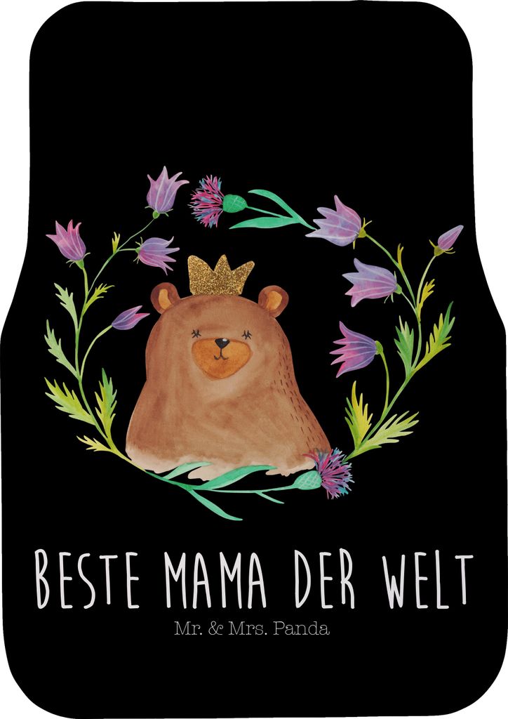 Mr. & Mrs. Panda Auto Teppich Bär Königin - Schwarz - Geschenk, Fußmatte, Mom, Fürs, Schutzmatte, Mutter, Muttertag, Teddybär, Lieblingsmensch...