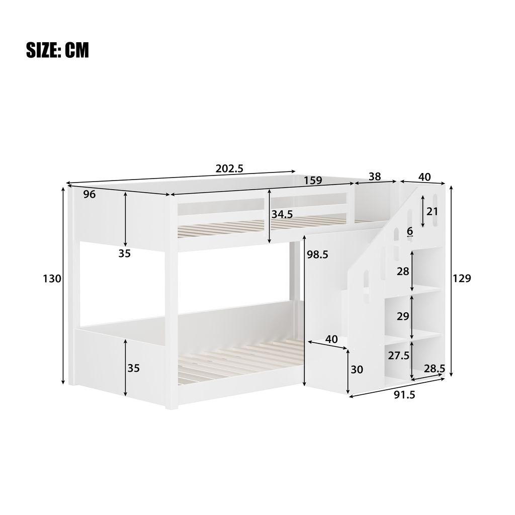 Łóżko piętrowe Flieks 90x200cm ze schodami, łóżko na Zdjęcie produktu 4