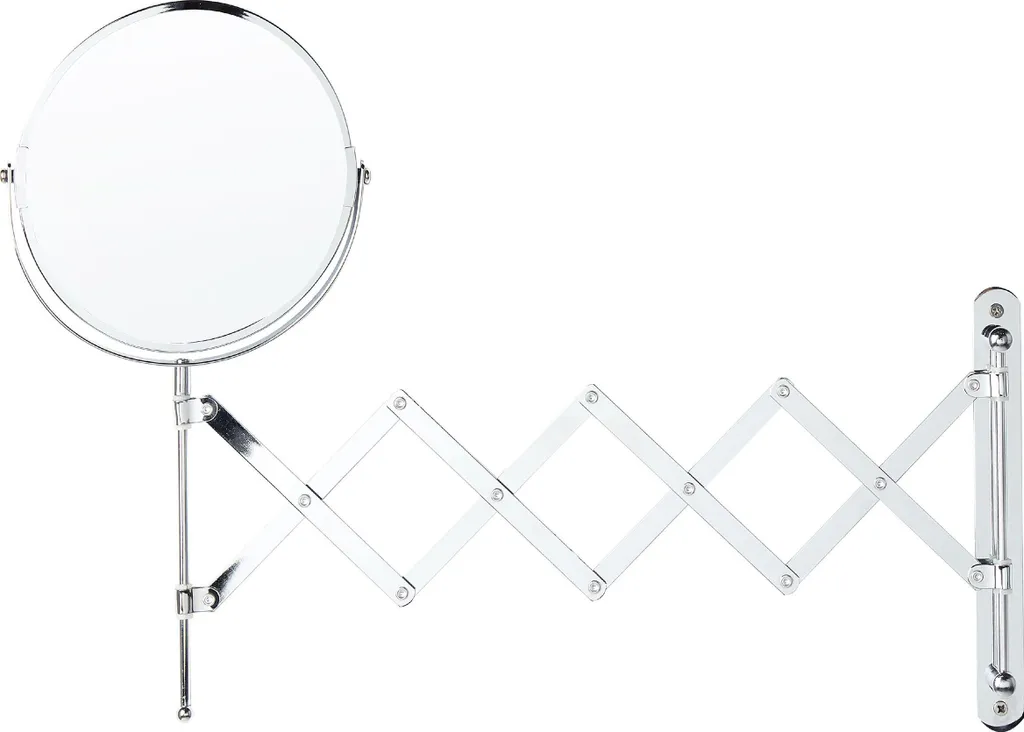 Miroir maquillage grossissant double face chromé avec bras articulé