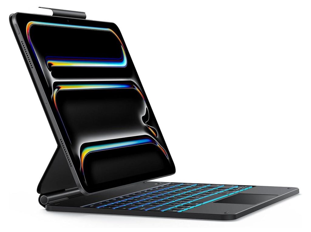 Bluetooth Tastatur mit Gehäuse iPad Pro 13" M4 2024 OMOTON KC011 QWERTZ DE Beleuchtet