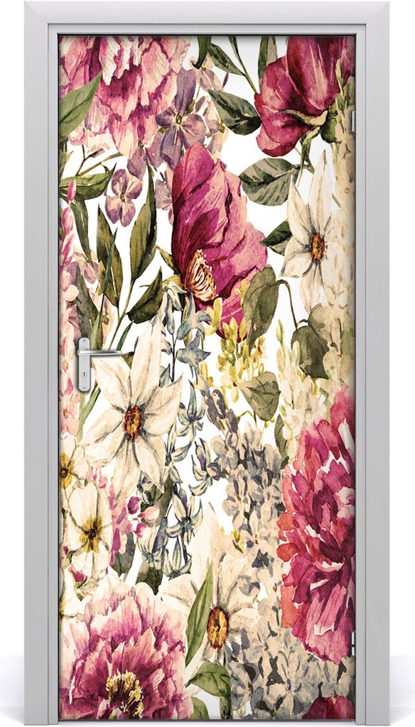 Tulup Türaufkleber 95x205 cm Dekorative Aufkleber Selbstklebend Wasserdichte Tapete Abnehmbar Schlafzimmer Wohnzimmer Wohnkultur - Blumenmuster