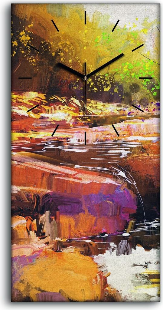 Wanduhr Bürouhr Leinwand Bild 30x60 Malerei Abstrakter Produktbild 