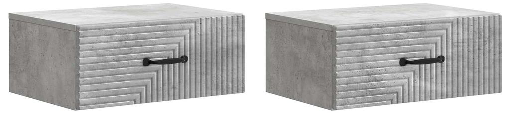 Wandmontierter Nachttisch 2 pcs Betongrau 49 x 34,5 x 20 cm