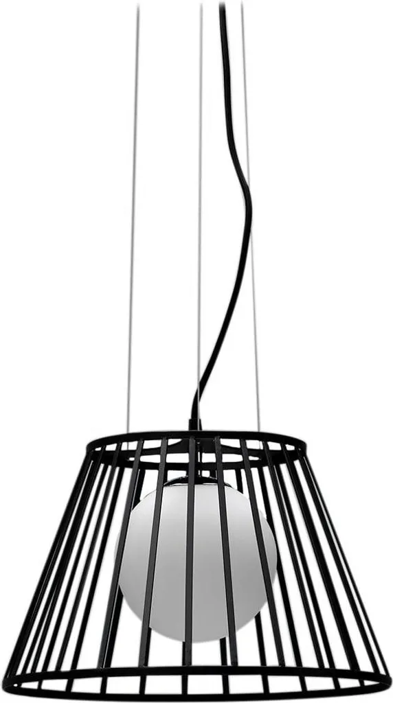 Cage Suspension en métal noir luminaire industriel vintage D30cm