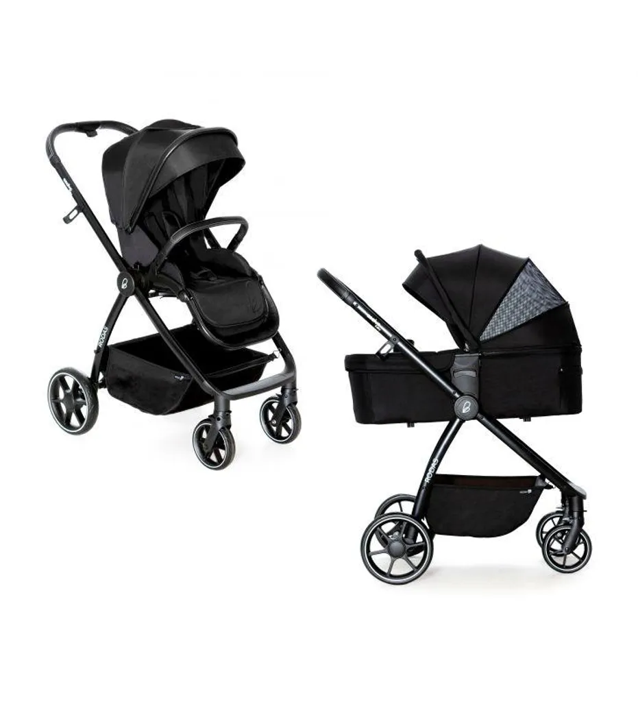 Asalvo Duo Rodas Black Poussette 2 en 1 avec Châssis Léger et Buggy Noir
