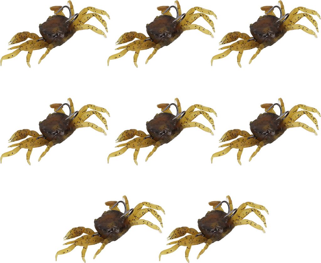 8pcs künstlicher Krabbenköder 13 cm 33,5 g Simulation Weichköderfischen mit Haken für Süßwassersalzwasser gelbliches Braun