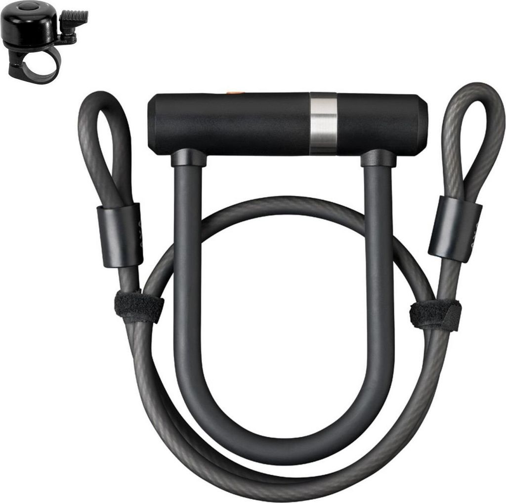 AXA Newton Mini Pro Bügelschloss mit Kabel Schwarz 100/10 inkl. Fahrradklingel
