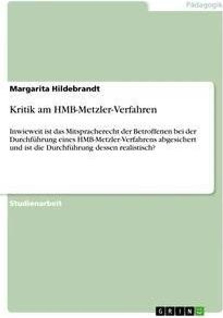 Kritik am HMB-Metzler-Verfahren
