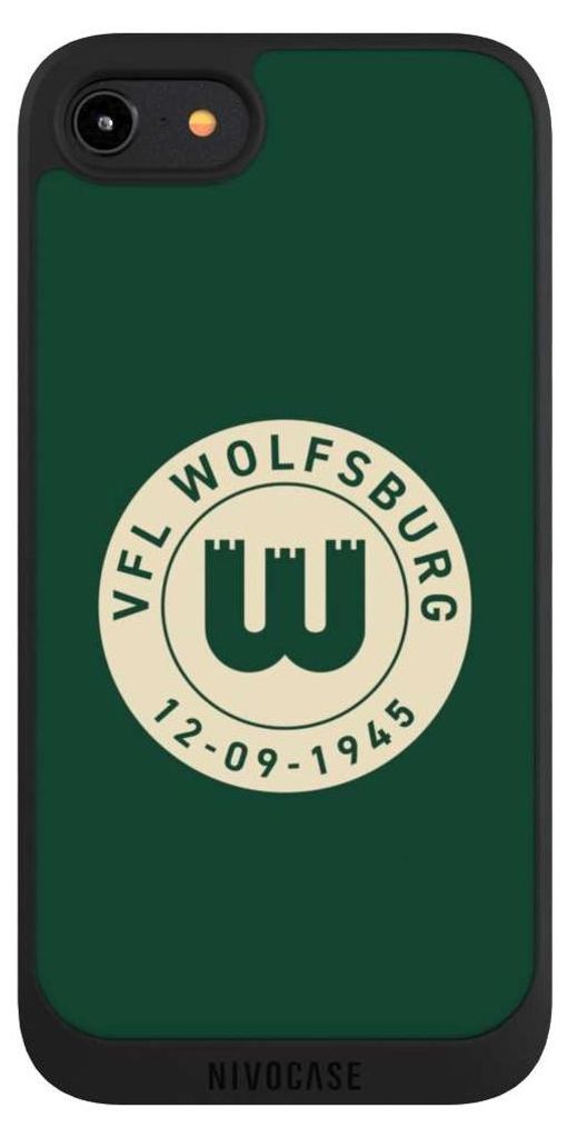 NIVOCASE Handyhülle für Apple iPhone 7 Hülle NIVOpure Case Schwarz Offizielles Lizenzprodukt VfL Wolfsburg 80 Jahre
