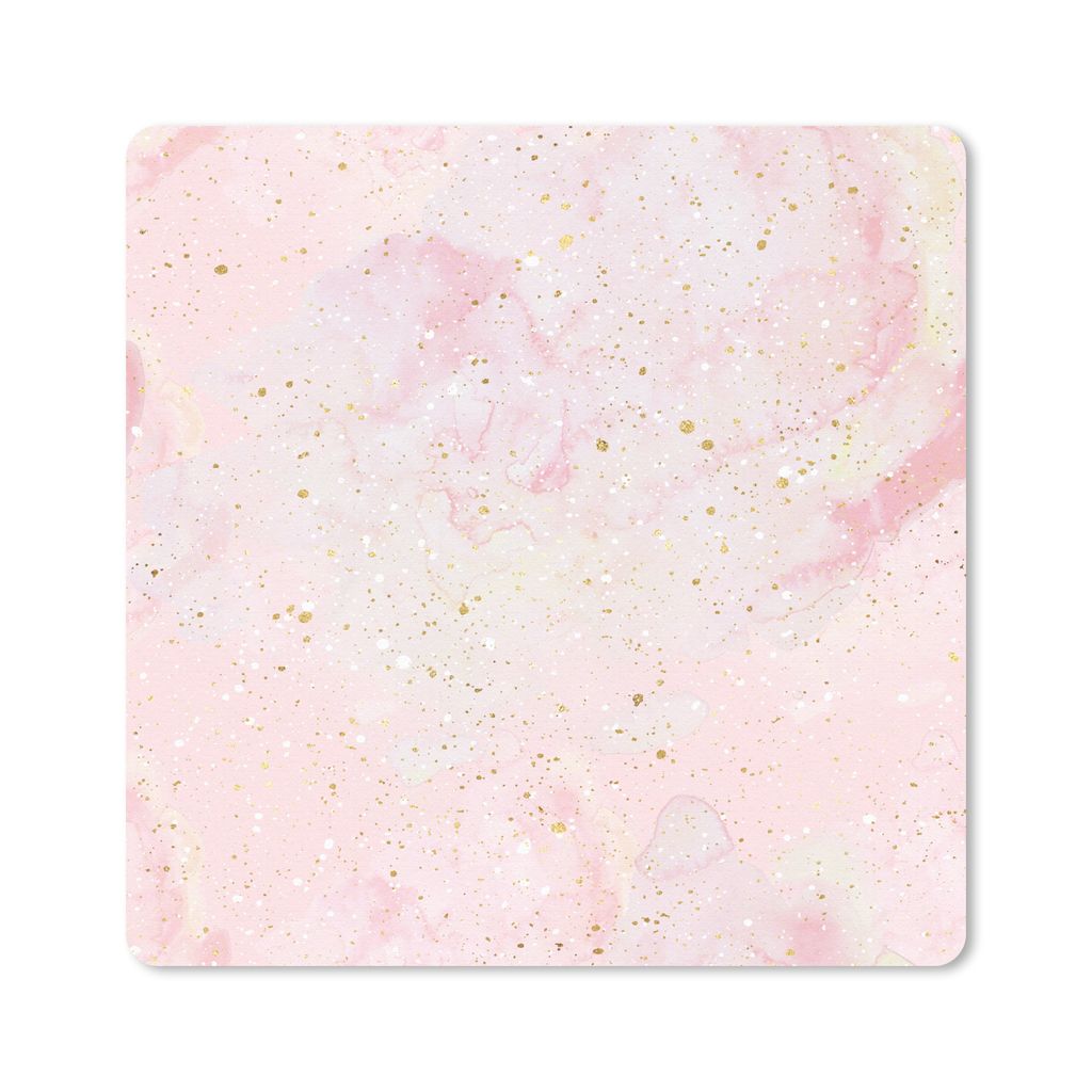 MuchoWow Mauspad Mousepad Marmor - Rosa - Glitter - Gold - Muster 30x30 cm - Mousepads - Maus Mat - Pad - Mausunterlage - Gaming